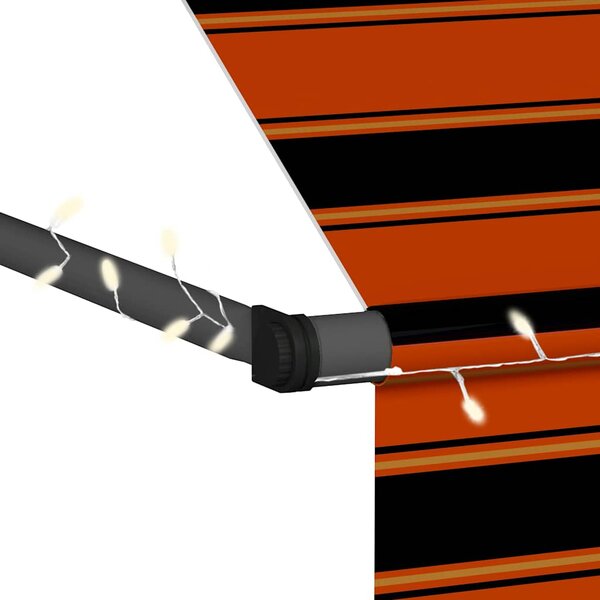 Ručně zatahovací markýza s LED světlem 150 cm oranžovo-hnědá 145877