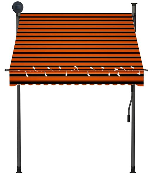 Ručně zatahovací markýza s LED světlem 150 cm oranžovo-hnědá 145877