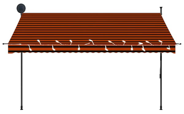 Ručně zatahovací markýza s LED světlem 300 cm oranžovo-hnědá 145880