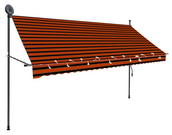 Ručně zatahovací markýza s LED světlem 300 cm oranžovo-hnědá 145880