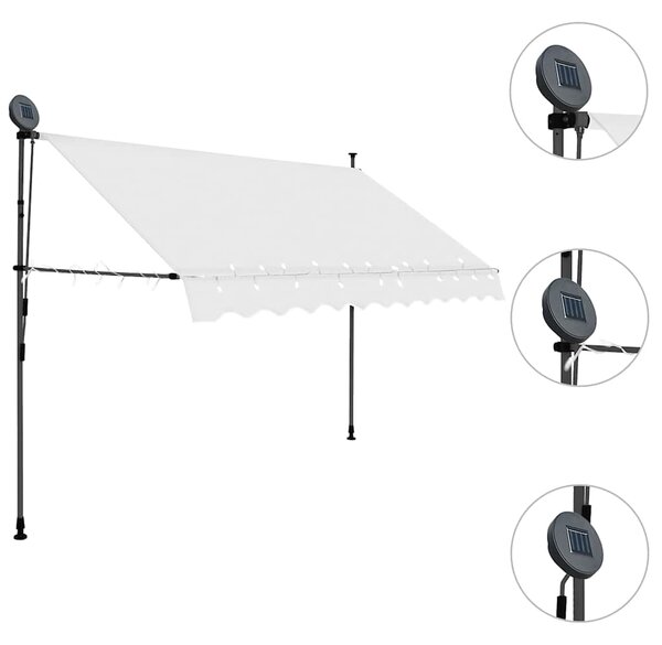 Ručně zatahovací markýza s LED světlem 250 cm krémová 145872