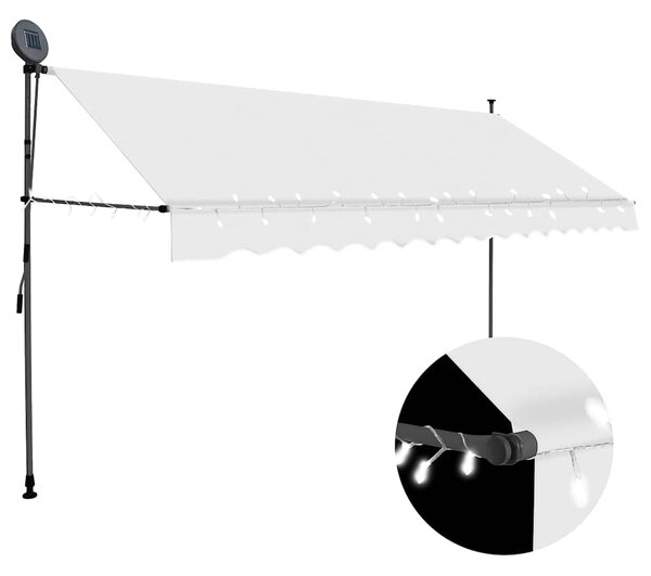 Ručně zatahovací markýza s LED světlem 400 cm krémová 145875