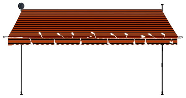 Ručně zatahovací markýza s LED světlem 350 cm oranžovo-hnědá 145881