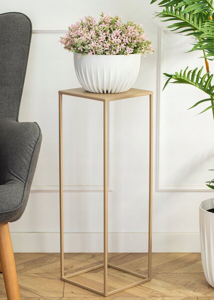 Béžový kovový stojan na květiny, robustní, 70 cm, loft styl