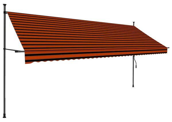 Ručně zatahovací markýza s LED světlem 400 cm oranžovo-hnědá 145882