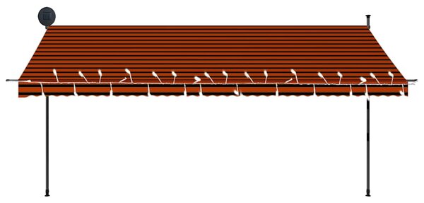 Ručně zatahovací markýza s LED světlem 400 cm oranžovo-hnědá 145882