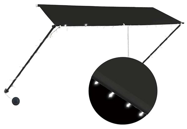 Zatahovací markýza s LED světlem 300 x 150 cm antracitová 145918