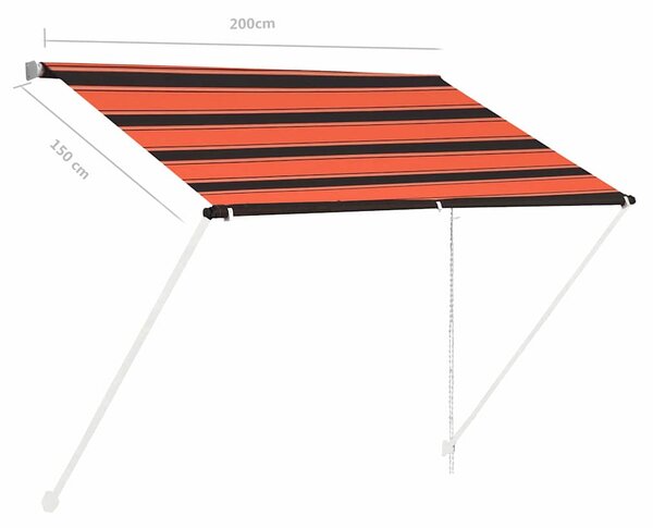 Zatahovací markýza 200 x 150 cm oranžovo-hnědá 145895