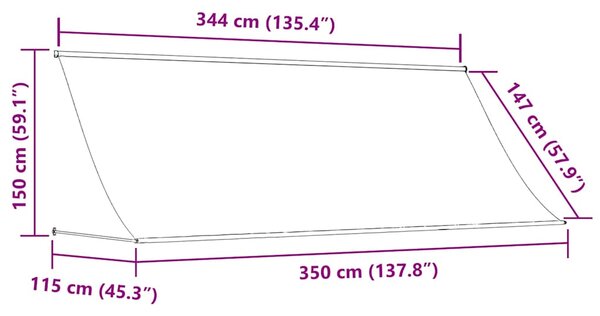 Zatahovací markýza 350 x 150 cm oranžovo-hnědá 145898