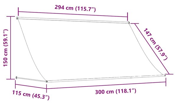 Zatahovací markýza 300 x 150 cm oranžovo-hnědá 145897