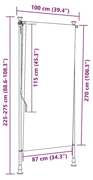 Venkovní roleta 100 x 270 cm krémová 145939