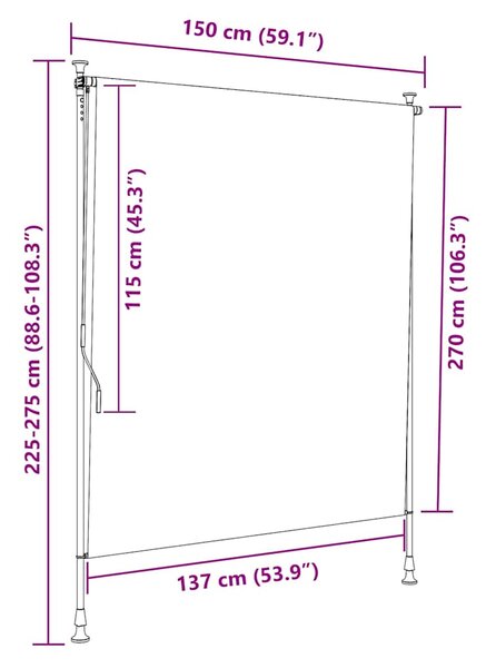 Venkovní roleta 150 x 270 cm krémová 145941