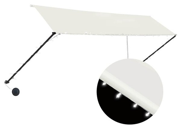Zatahovací markýza s LED světlem 350 x 150 cm krémová 145926