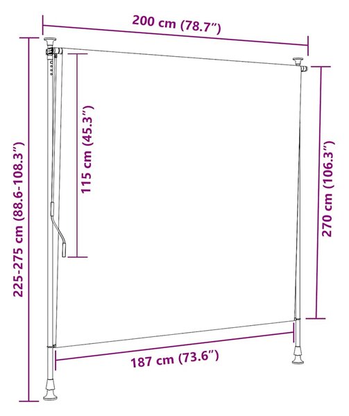 Venkovní roleta 200 x 270 cm krémová 145942
