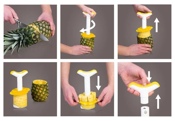Vacu Vin Kráječ na ananas - žlutá/bílá