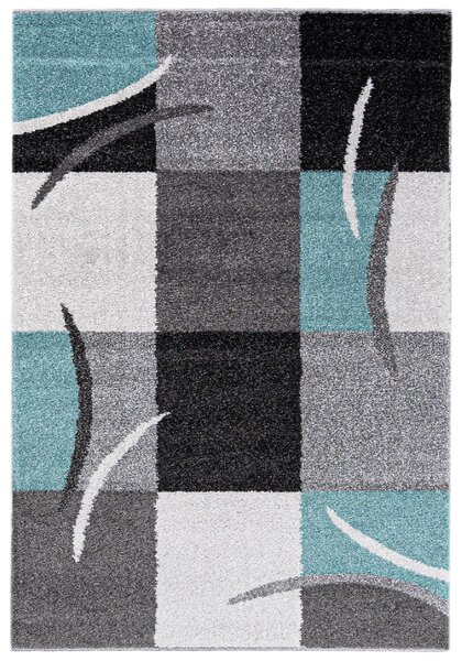 CHEMEX Kusový koberec SUPER VERSO - šedý/modrý - čtverce 2 Rozměr koberce: 80x150 cm