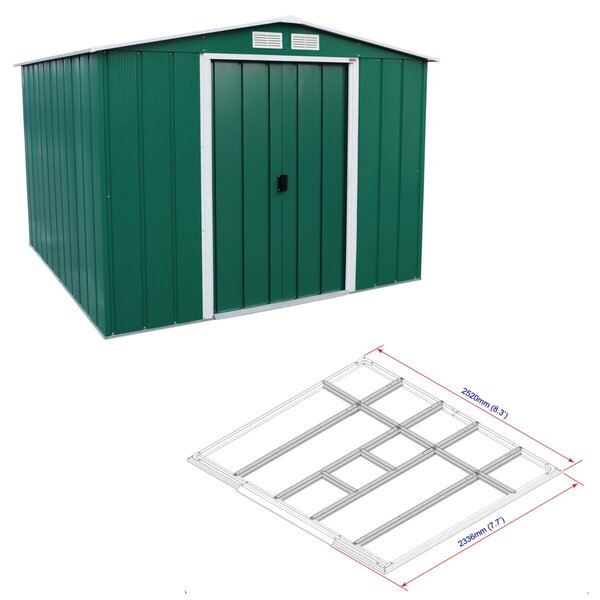 Titan Eco XL Zahradní domek 6,3 m² + podlahové profily, zelený DURAMAX 60161+57112