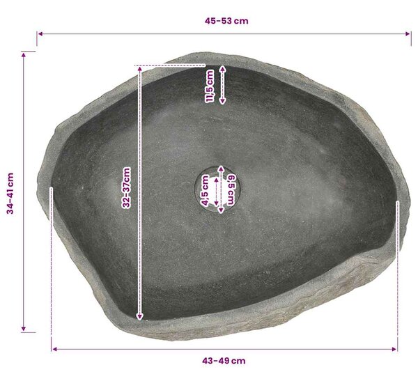 Umyvadlo říční kámen oválné (45–53) x (34–41) cm 146214