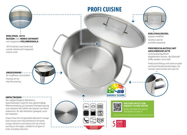 Profi Cuisine Hrnec Ø 24 cm, 8,5 l, nerezový ELO 24624