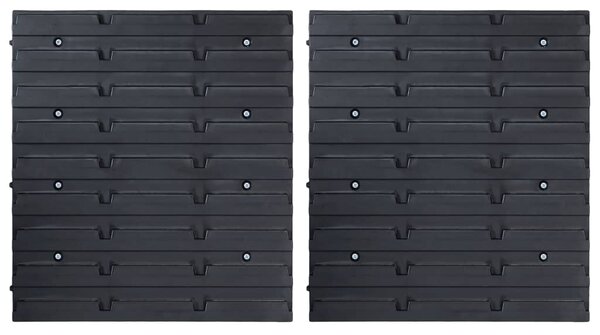 32dílný set skladovacích zásobníků nástěnné panely červenočerný 146281