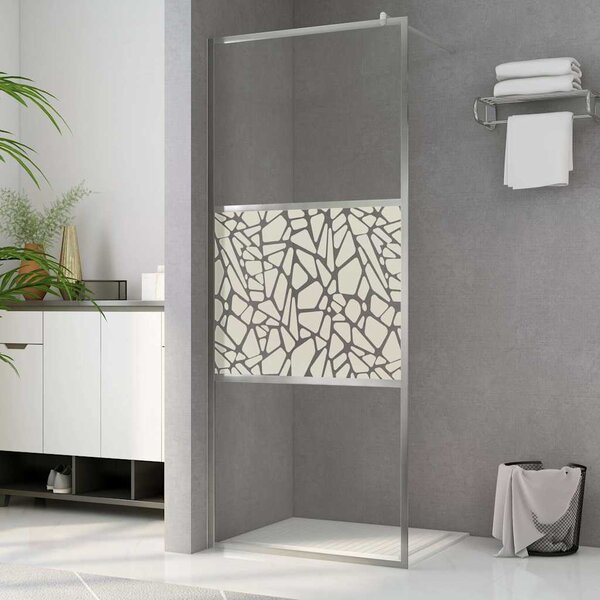 Zástěna do průchozí sprchy ESG sklo design s kameny 90 x 195 cm 146651