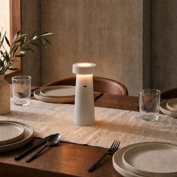 Stolní lampa Lucande, Salt, Šedá, Jídelna, Plast, Moderní
