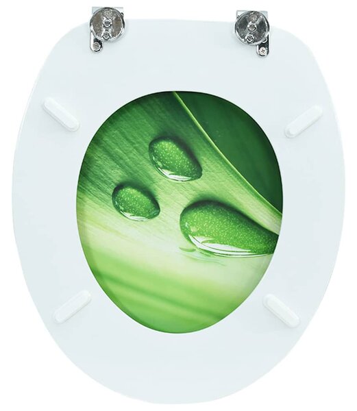 WC sedátko s víkem MDF zelené motiv vodních kapek 146908