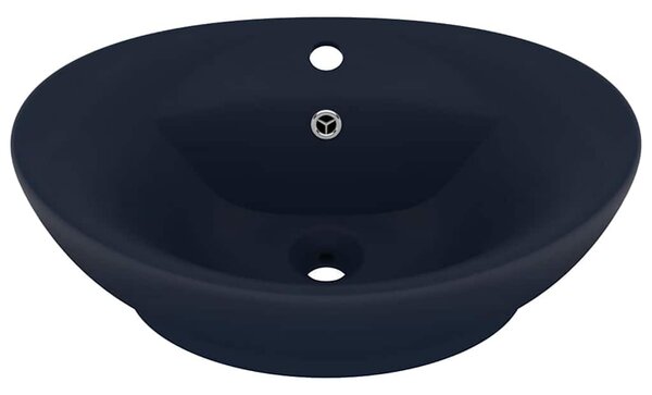 Luxusní umyvadlo přepad oválné tmavě modré 58,5x39 cm keramika 146935