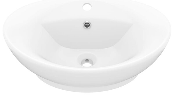 Luxusní umyvadlo přepad oválné matné bílé 58,5 x 39 cm keramika 146932
