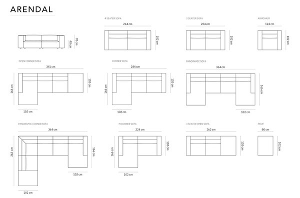 -25 % Dny MOMENTI– Cosmopolitan Design Sametová rohová pohovka Arendal 364 cm, levá