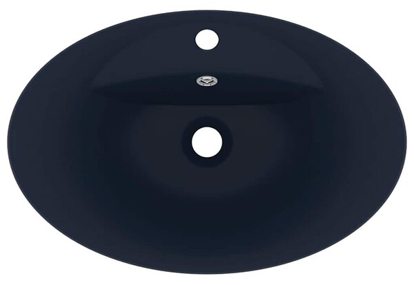 Luxusní umyvadlo přepad oválné tmavě modré 58,5x39 cm keramika 146935