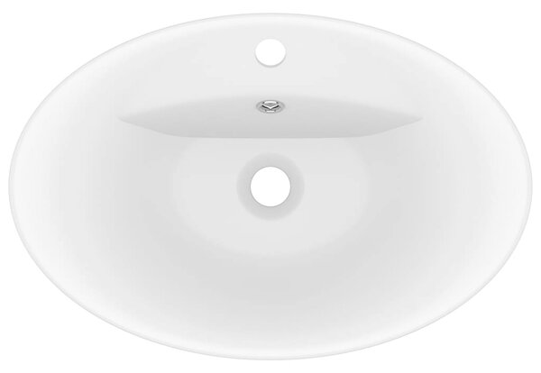 Luxusní umyvadlo přepad oválné matné bílé 58,5 x 39 cm keramika 146932