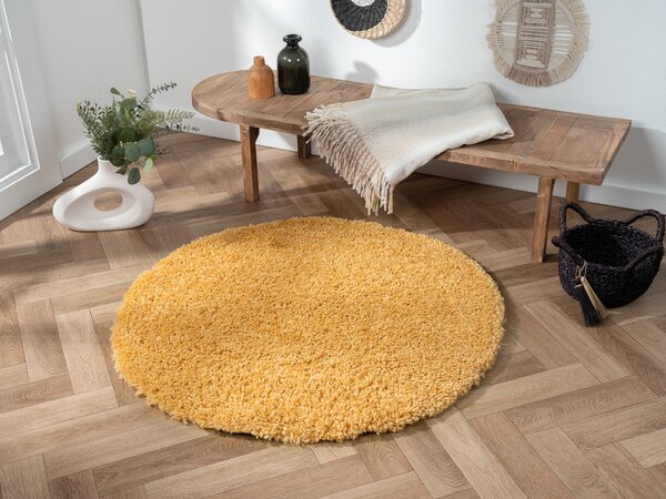 My Flair, Kusový koberec My Shaggy goldgelb kruh, 100x100 (průměr) kruh, žlutá, chodba / předsíň