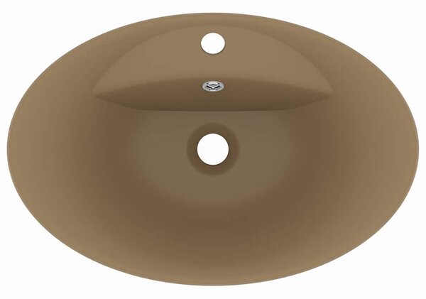 Luxusní umyvadlo přepad oválné matné krémové 58,5x39cm keramika 146941