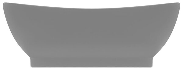 Luxusní umyvadlo přepad oválné tmavě šedé 58,5 x 39 cm keramika 146939