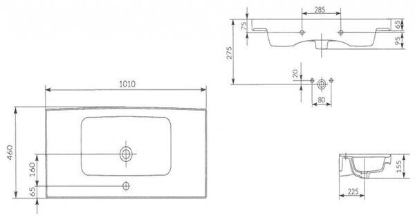 Cersanit Crea BOX skříňkové umyvadlo 100cm, bílá, K114-018