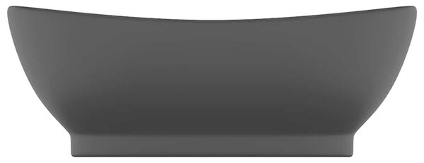 Luxusní umyvadlo přepad oválné matné černé 58,5x39 cm keramika 146942