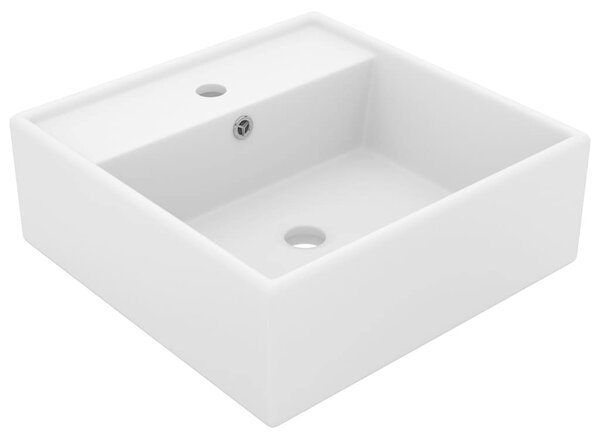 Luxusní umyvadlo přepad čtvercové matné bílé 41x41 cm keramika 146943