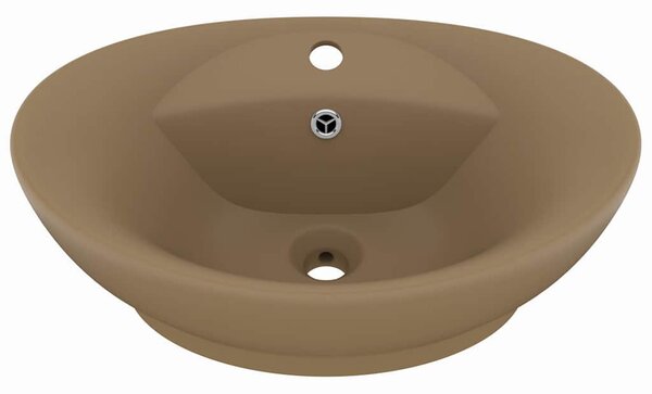 Luxusní umyvadlo přepad oválné matné krémové 58,5x39cm keramika 146941