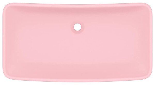 Luxusní umyvadlo obdélníkové matné růžové 71 x 38 cm keramické 146955