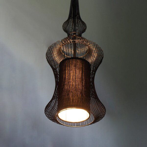 Závěsná svítidlo Forestier, Tibet, stmívatelné, Černá, Obývací pokoj, Kov, Design