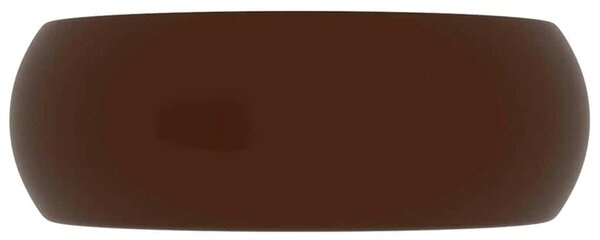 Luxusní umyvadlo kulaté matné tmavě hnědé 40 x 15 cm keramické 147006