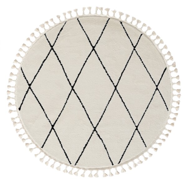 My Flair, Kusový koberec Moroccan Fantasy weiß kruh, 140x140 (průměr) kruh, černobílá, ložnice