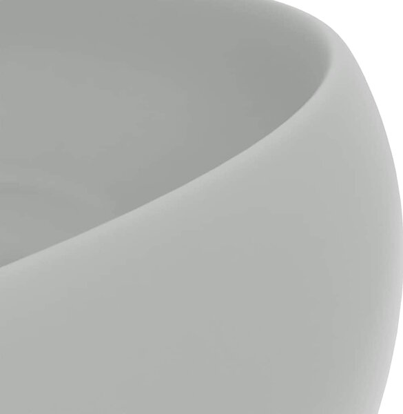 Luxusní umyvadlo kulaté matné světle šedé 40 x 15 cm keramické 147004