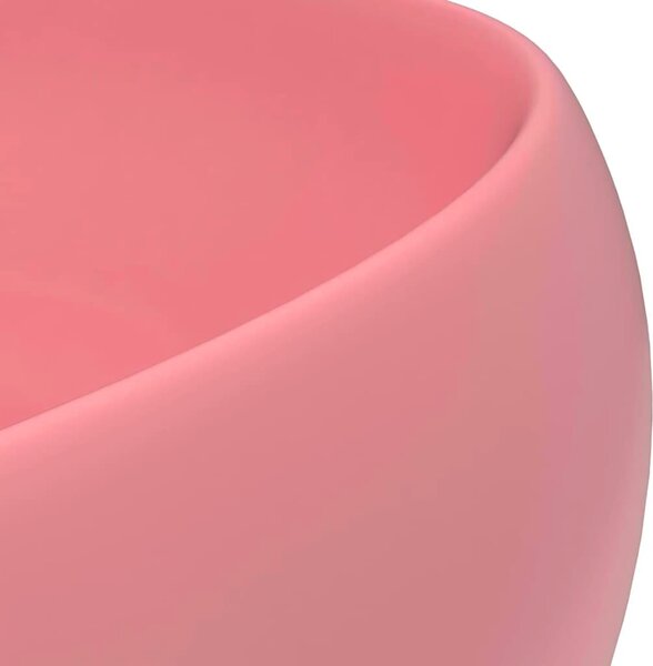 Luxusní umyvadlo kulaté matné růžové 40 x 15 cm keramické 146999