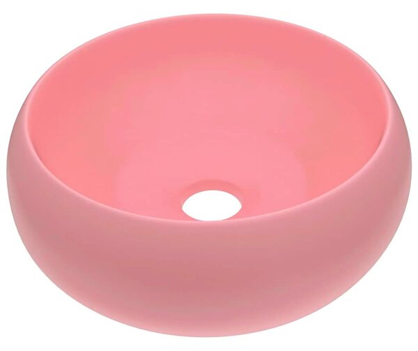 Luxusní umyvadlo kulaté matné růžové 40 x 15 cm keramické 146999