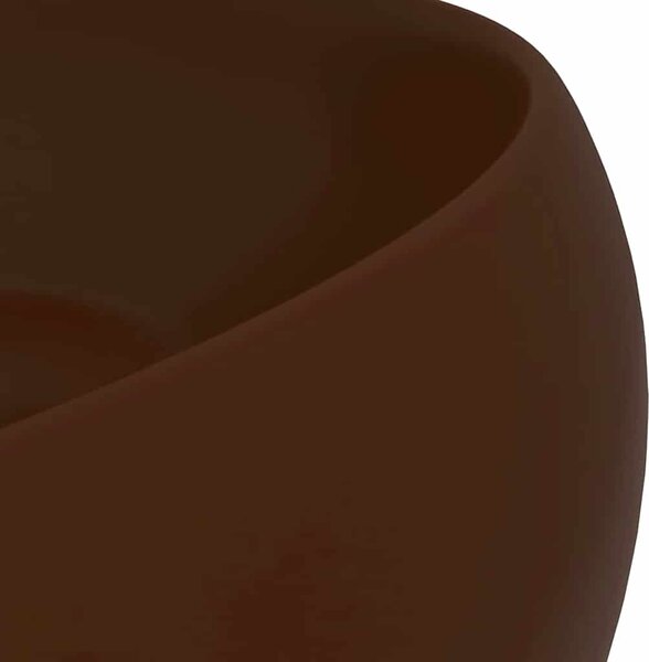 Luxusní umyvadlo kulaté matné tmavě hnědé 40 x 15 cm keramické 147006