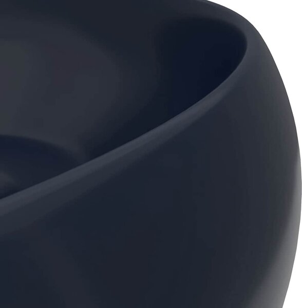 Luxusní umyvadlo kulaté matné tmavě modré 40 x 15 cm keramické 147001