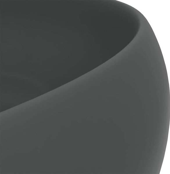 Luxusní umyvadlo kulaté matné tmavě šedé 40 x 15 cm keramické 147005