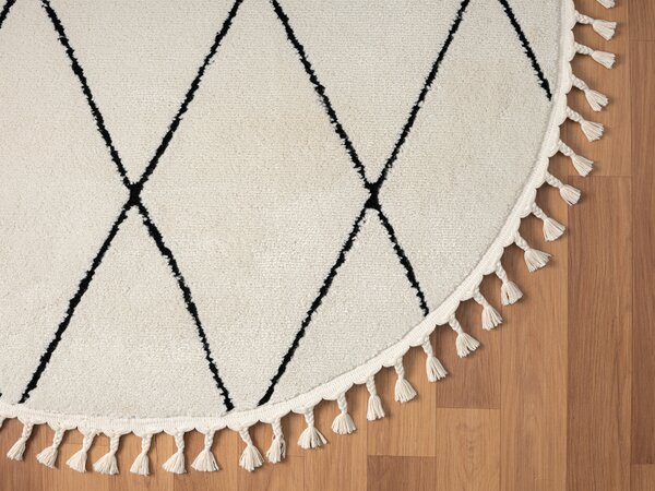 My Flair, Kusový koberec Moroccan Fantasy weiß kruh, 140x140 (průměr) kruh, černobílá, ložnice